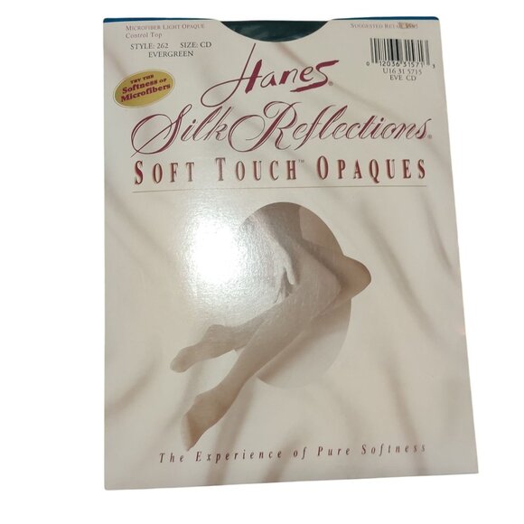 Vintage Hanes Silk Reflections Opaque Control Top Evergreen 262 1990s Sz CD - Picture 1 of 5